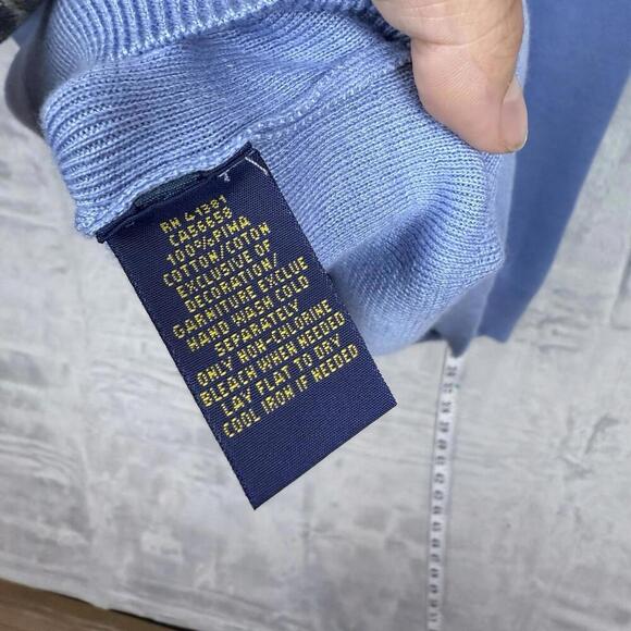Polo Ralph Lauren Pima Cotton Knit Sweater Vest Blue Men Size L Classic Fit Golf - Picture 4 of 7